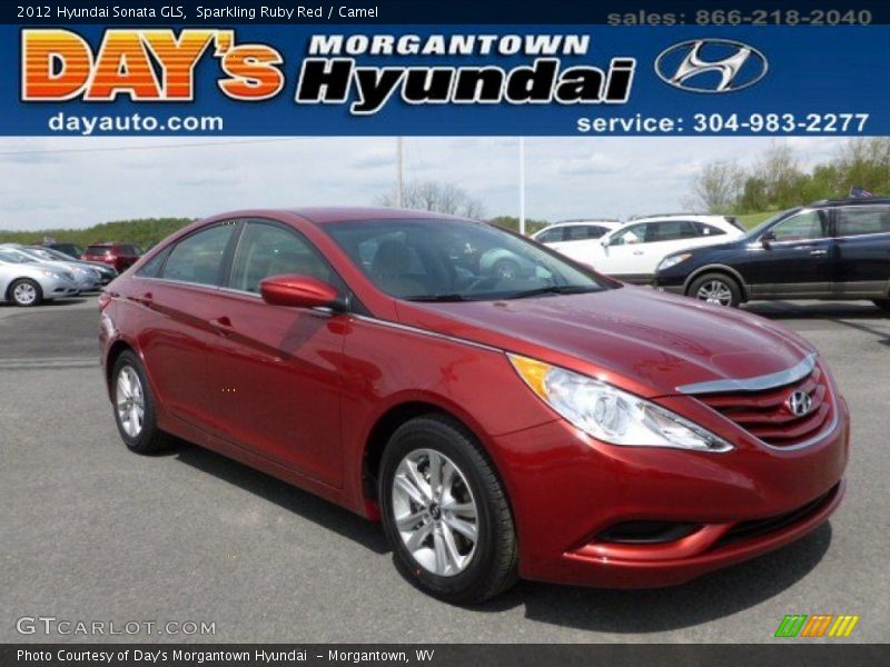 Sparkling Ruby Red / Camel 2012 Hyundai Sonata GLS