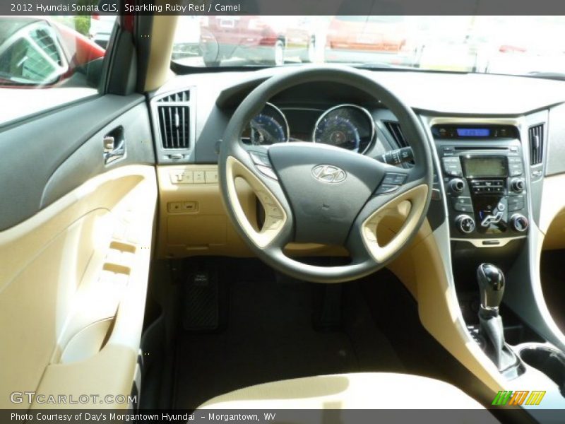 Sparkling Ruby Red / Camel 2012 Hyundai Sonata GLS