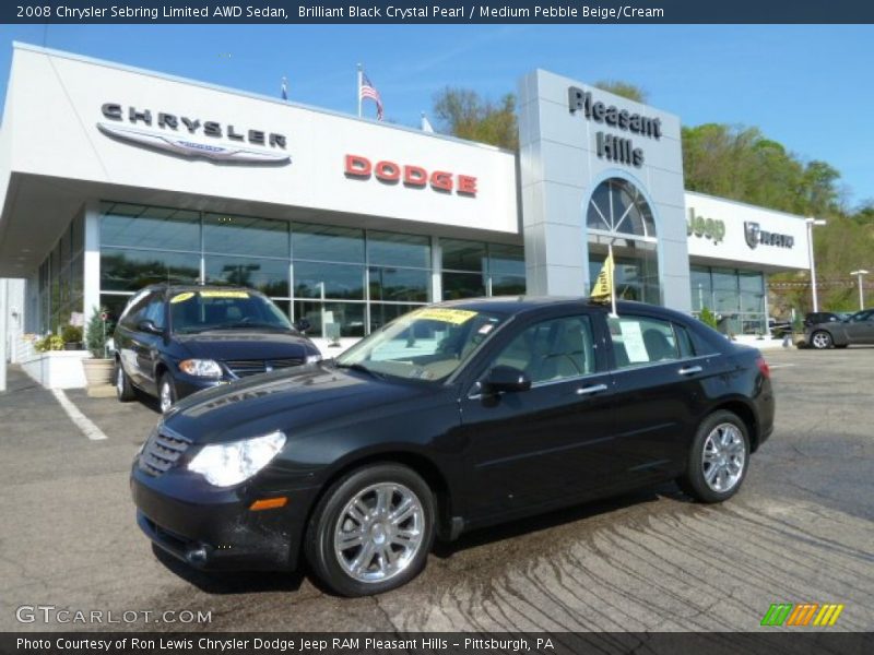 Brilliant Black Crystal Pearl / Medium Pebble Beige/Cream 2008 Chrysler Sebring Limited AWD Sedan