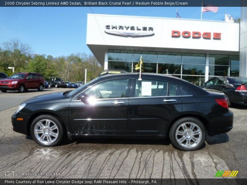 Brilliant Black Crystal Pearl / Medium Pebble Beige/Cream 2008 Chrysler Sebring Limited AWD Sedan