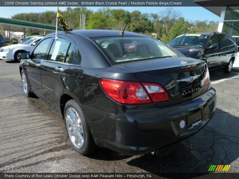 Brilliant Black Crystal Pearl / Medium Pebble Beige/Cream 2008 Chrysler Sebring Limited AWD Sedan