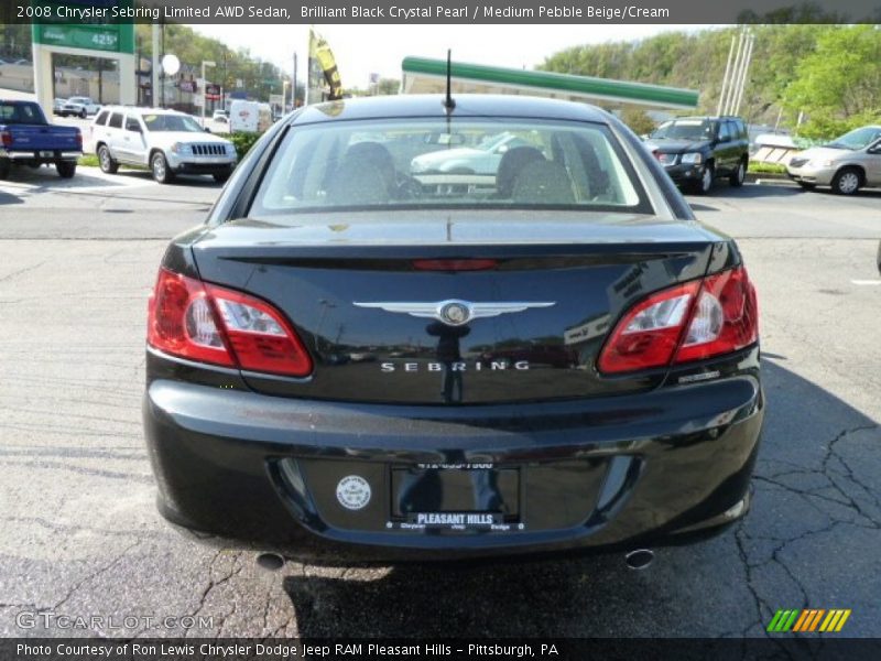 Brilliant Black Crystal Pearl / Medium Pebble Beige/Cream 2008 Chrysler Sebring Limited AWD Sedan