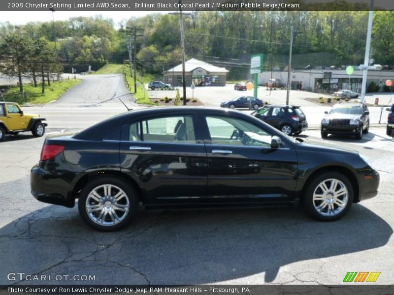 Brilliant Black Crystal Pearl / Medium Pebble Beige/Cream 2008 Chrysler Sebring Limited AWD Sedan