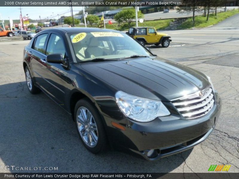 Brilliant Black Crystal Pearl / Medium Pebble Beige/Cream 2008 Chrysler Sebring Limited AWD Sedan