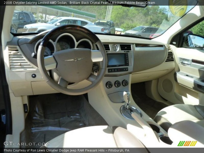 Brilliant Black Crystal Pearl / Medium Pebble Beige/Cream 2008 Chrysler Sebring Limited AWD Sedan