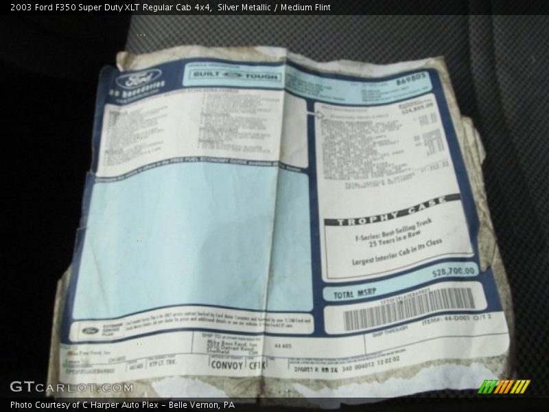  2003 F350 Super Duty XLT Regular Cab 4x4 Window Sticker