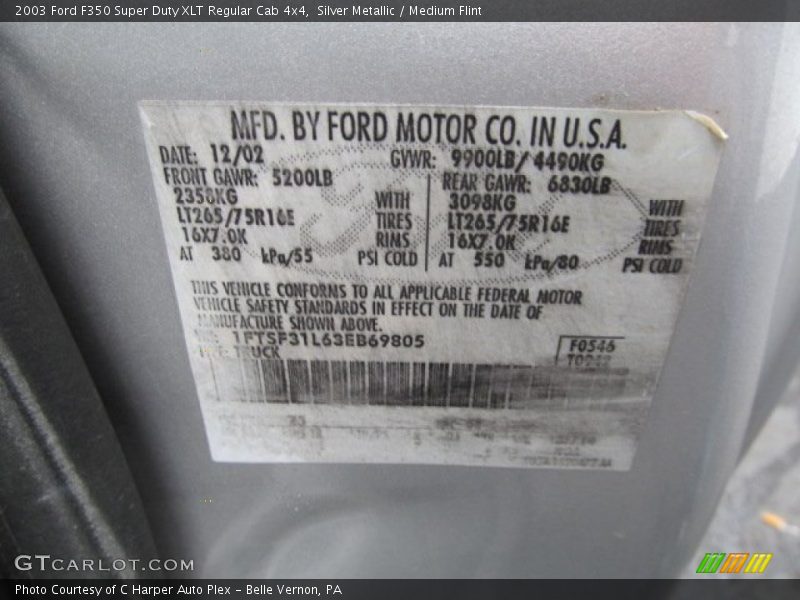 Silver Metallic / Medium Flint 2003 Ford F350 Super Duty XLT Regular Cab 4x4