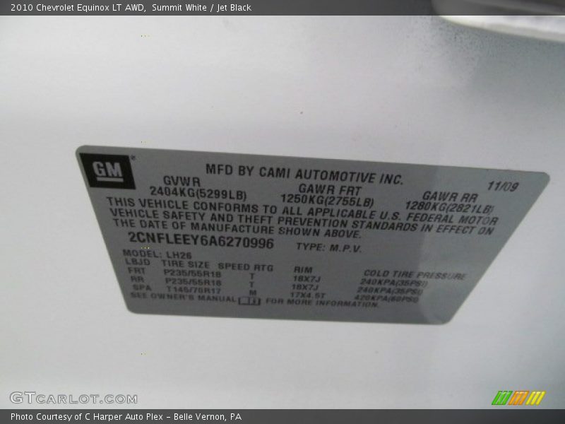 Summit White / Jet Black 2010 Chevrolet Equinox LT AWD