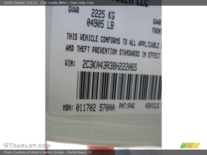 Cool Vanilla White / Dark Slate Gray 2008 Chrysler 300 LX