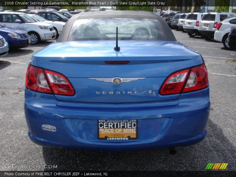 Marathon Blue Pearl / Dark Slate Gray/Light Slate Gray 2008 Chrysler Sebring LX Convertible