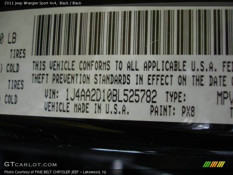 Black / Black 2011 Jeep Wrangler Sport 4x4