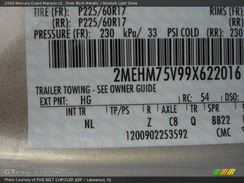 Silver Birch Metallic / Medium Light Stone 2009 Mercury Grand Marquis LS