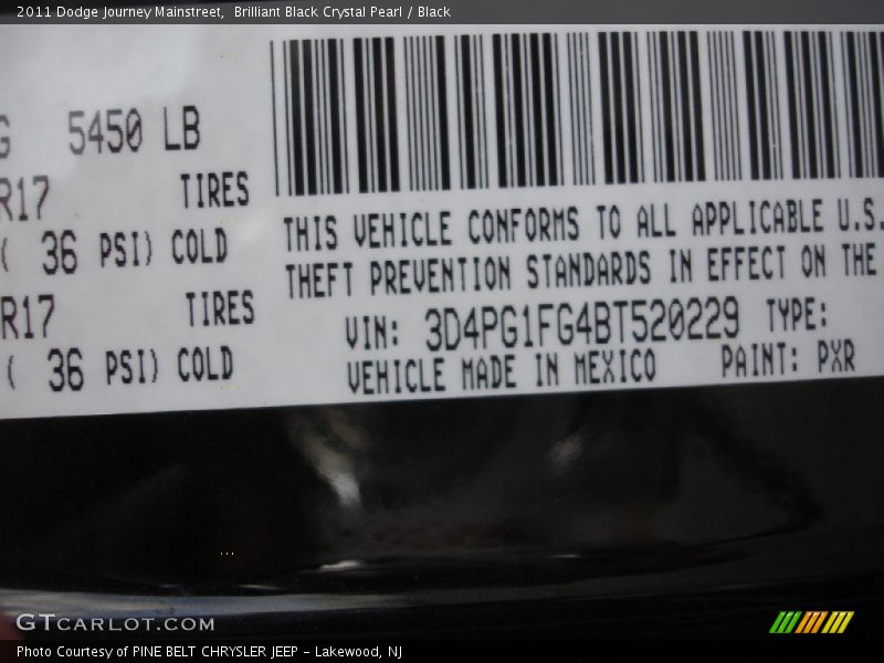 Brilliant Black Crystal Pearl / Black 2011 Dodge Journey Mainstreet