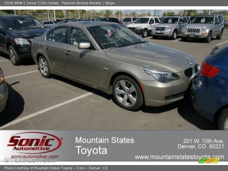 Platinum Bronze Metallic / Beige 2008 BMW 5 Series 528xi Sedan