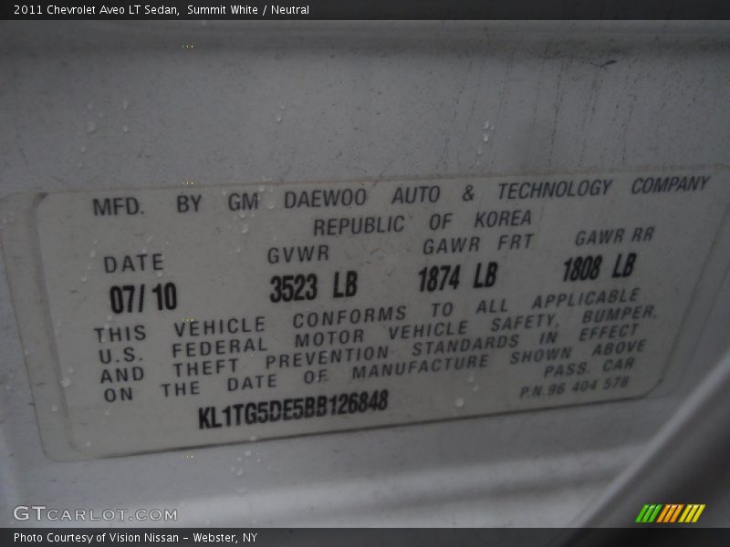 Summit White / Neutral 2011 Chevrolet Aveo LT Sedan