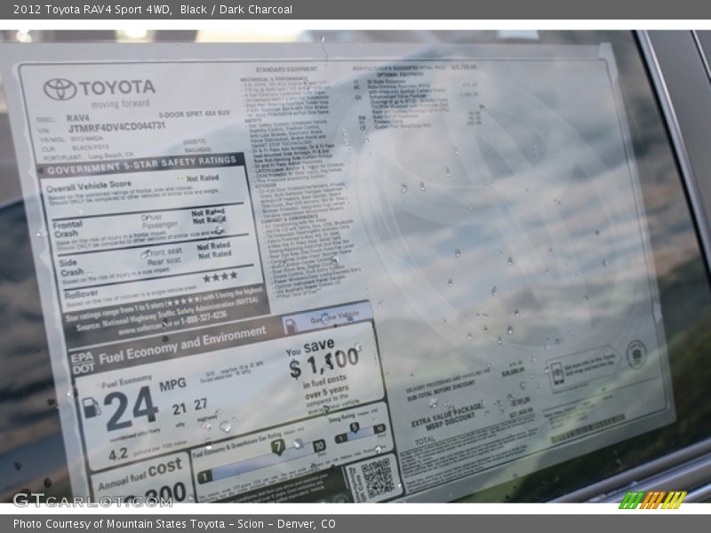 Black / Dark Charcoal 2012 Toyota RAV4 Sport 4WD