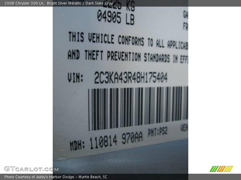 Bright Silver Metallic / Dark Slate Gray 2008 Chrysler 300 LX