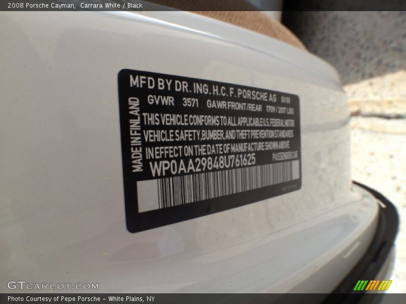 Carrara White / Black 2008 Porsche Cayman