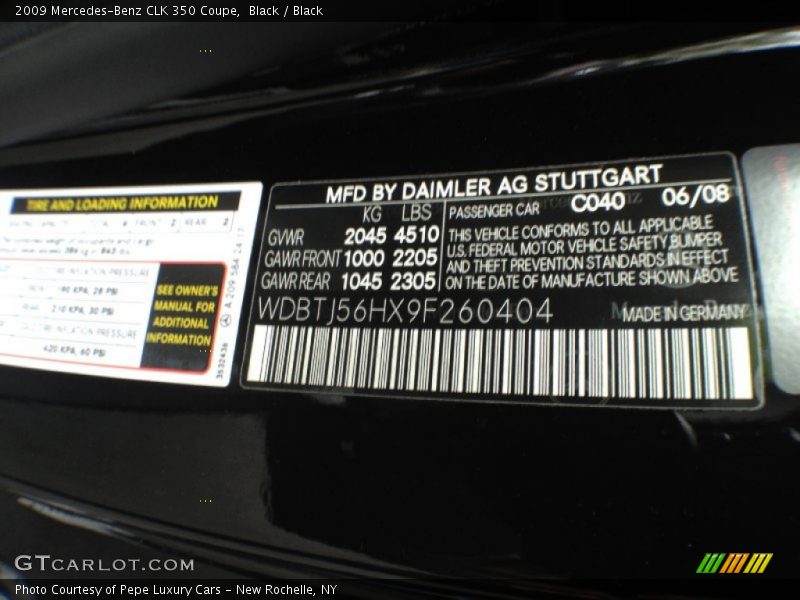Black / Black 2009 Mercedes-Benz CLK 350 Coupe