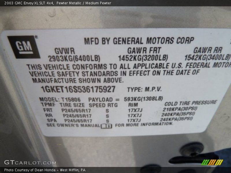 Pewter Metallic / Medium Pewter 2003 GMC Envoy XL SLT 4x4