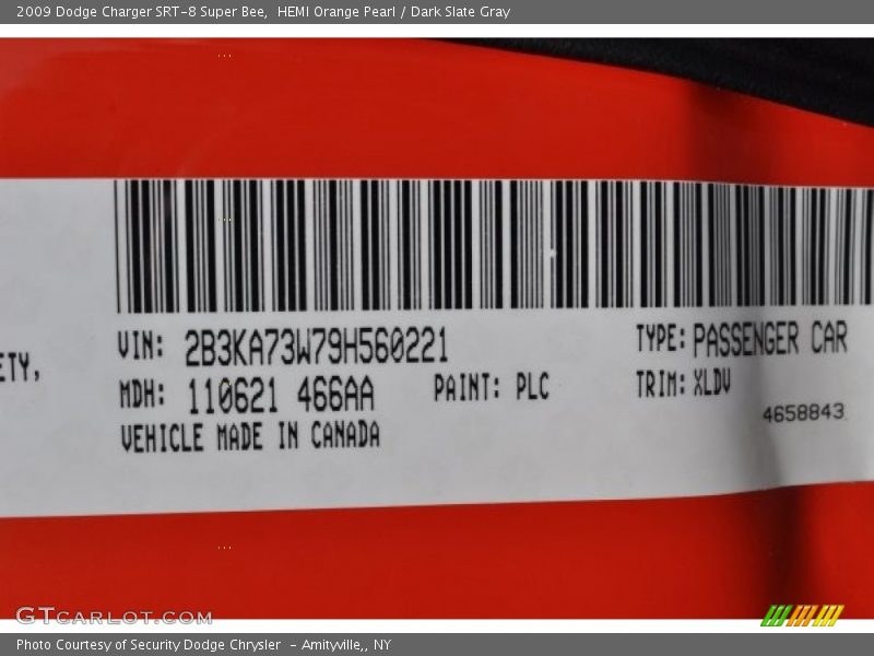 2009 Charger SRT-8 Super Bee HEMI Orange Pearl Color Code PLC