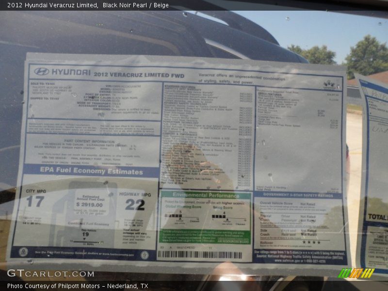 Black Noir Pearl / Beige 2012 Hyundai Veracruz Limited