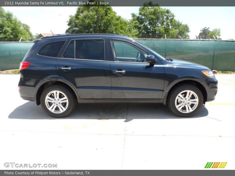 Pacific Blue Pearl / Beige 2012 Hyundai Santa Fe Limited V6