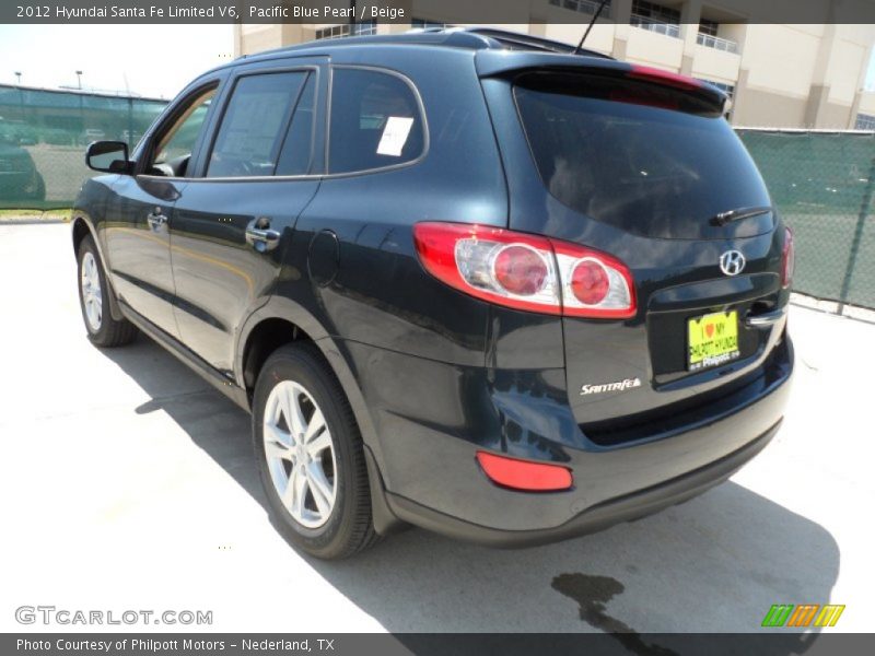 Pacific Blue Pearl / Beige 2012 Hyundai Santa Fe Limited V6