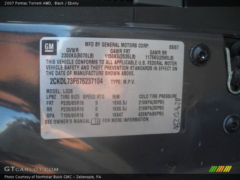 Black / Ebony 2007 Pontiac Torrent AWD