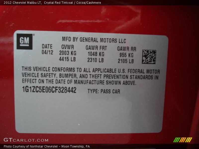 Crystal Red Tintcoat / Cocoa/Cashmere 2012 Chevrolet Malibu LT