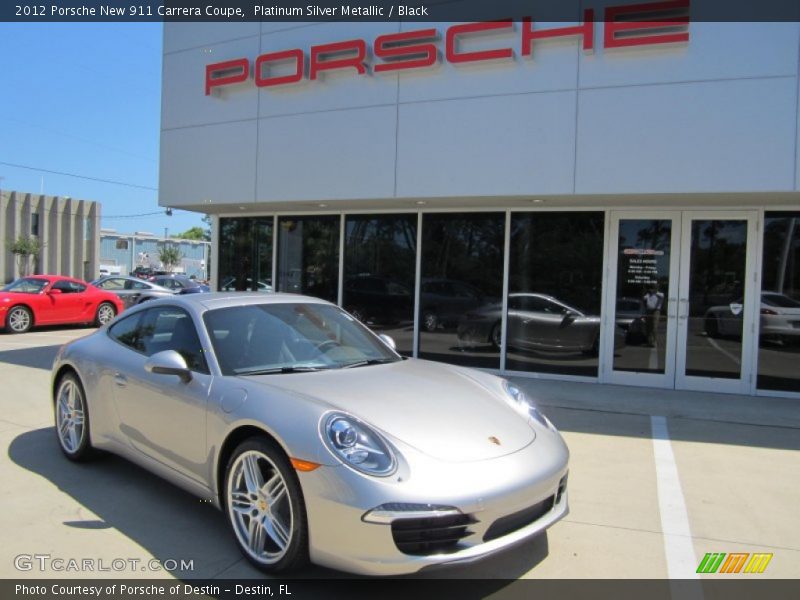 Platinum Silver Metallic / Black 2012 Porsche New 911 Carrera Coupe