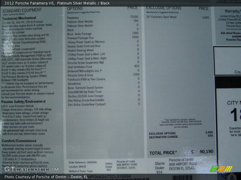 Platinum Silver Metallic / Black 2012 Porsche Panamera V6