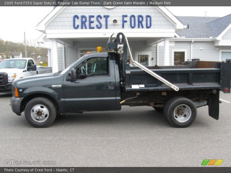 Dark Green Satin Metallic / Medium Flint 2005 Ford F350 Super Duty XL Regular Cab Dump Truck