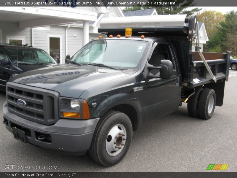 Dark Green Satin Metallic / Medium Flint 2005 Ford F350 Super Duty XL Regular Cab Dump Truck