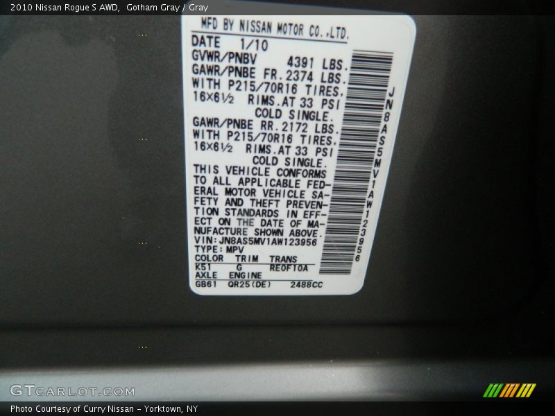 Gotham Gray / Gray 2010 Nissan Rogue S AWD
