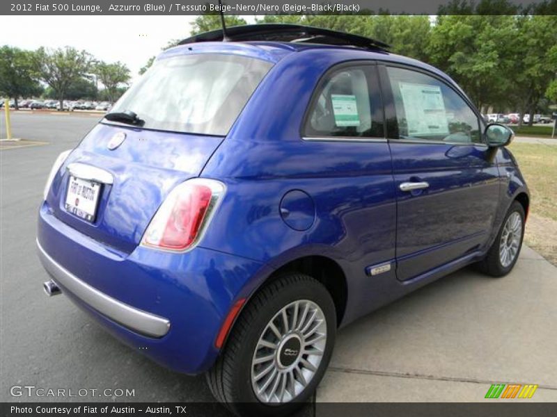 Azzurro (Blue) / Tessuto Beige-Nero/Nero (Beige-Black/Black) 2012 Fiat 500 Lounge