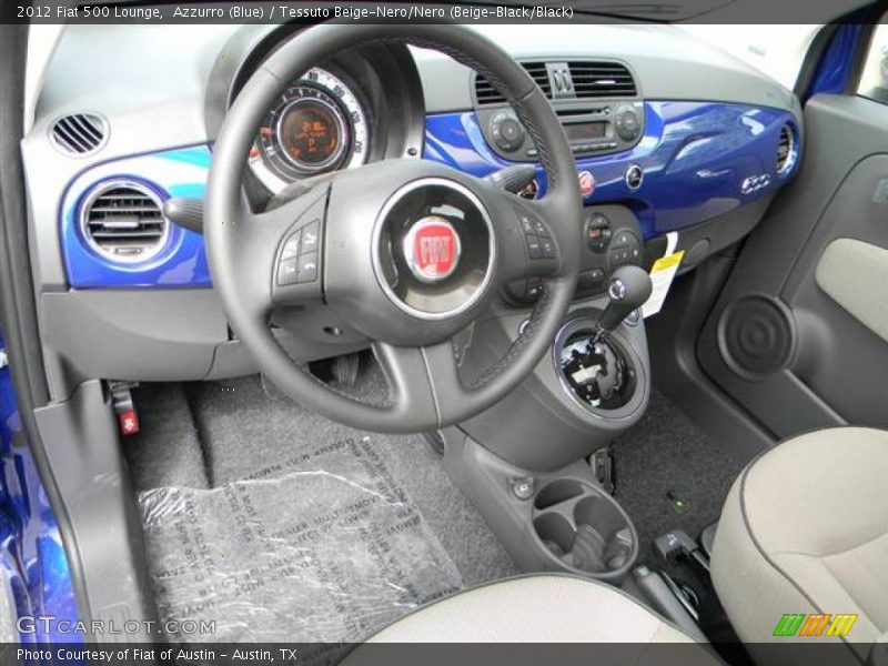 Azzurro (Blue) / Tessuto Beige-Nero/Nero (Beige-Black/Black) 2012 Fiat 500 Lounge