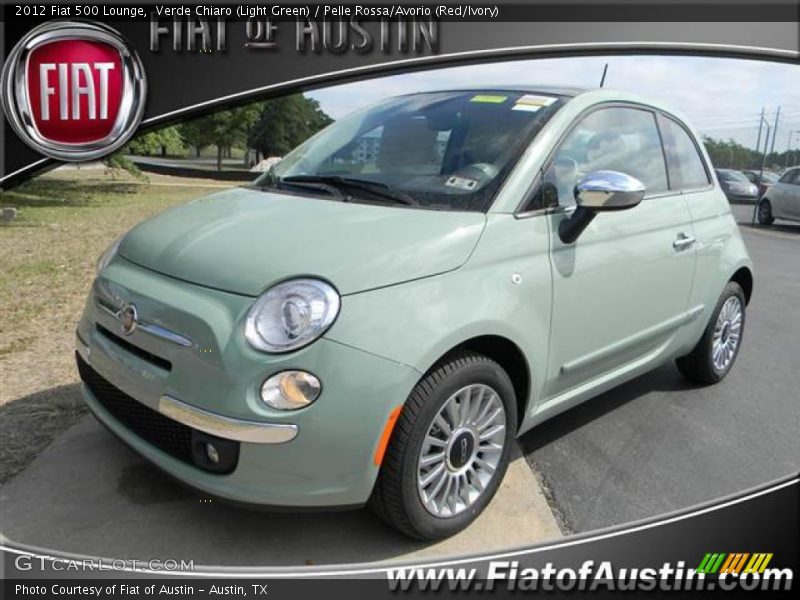 Verde Chiaro (Light Green) / Pelle Rossa/Avorio (Red/Ivory) 2012 Fiat 500 Lounge