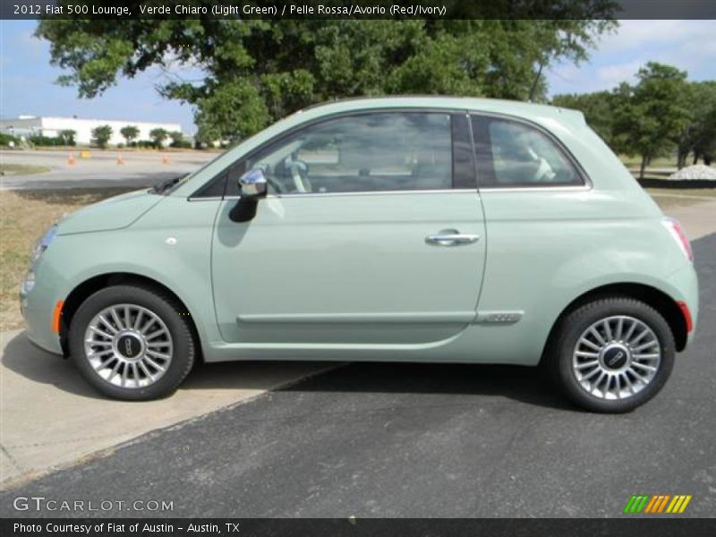 Verde Chiaro (Light Green) / Pelle Rossa/Avorio (Red/Ivory) 2012 Fiat 500 Lounge