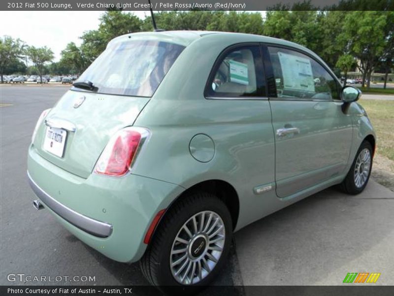 Verde Chiaro (Light Green) / Pelle Rossa/Avorio (Red/Ivory) 2012 Fiat 500 Lounge