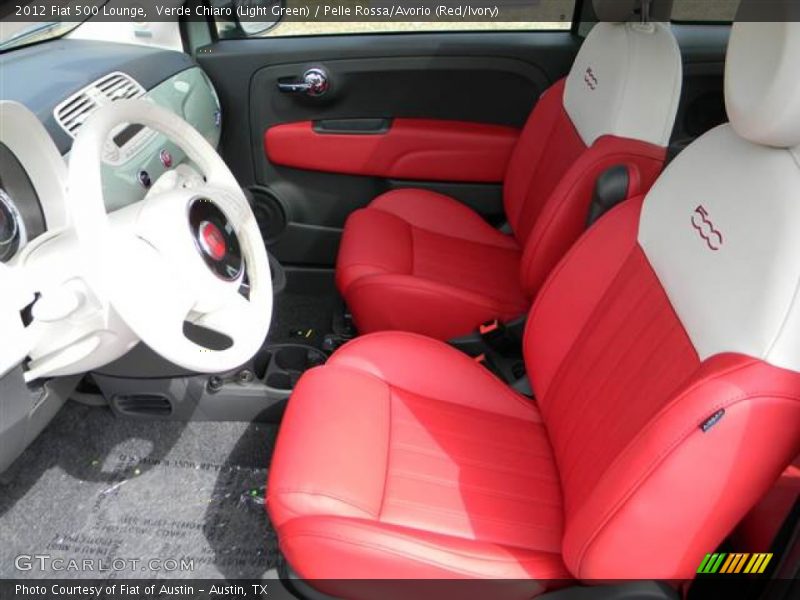 Verde Chiaro (Light Green) / Pelle Rossa/Avorio (Red/Ivory) 2012 Fiat 500 Lounge