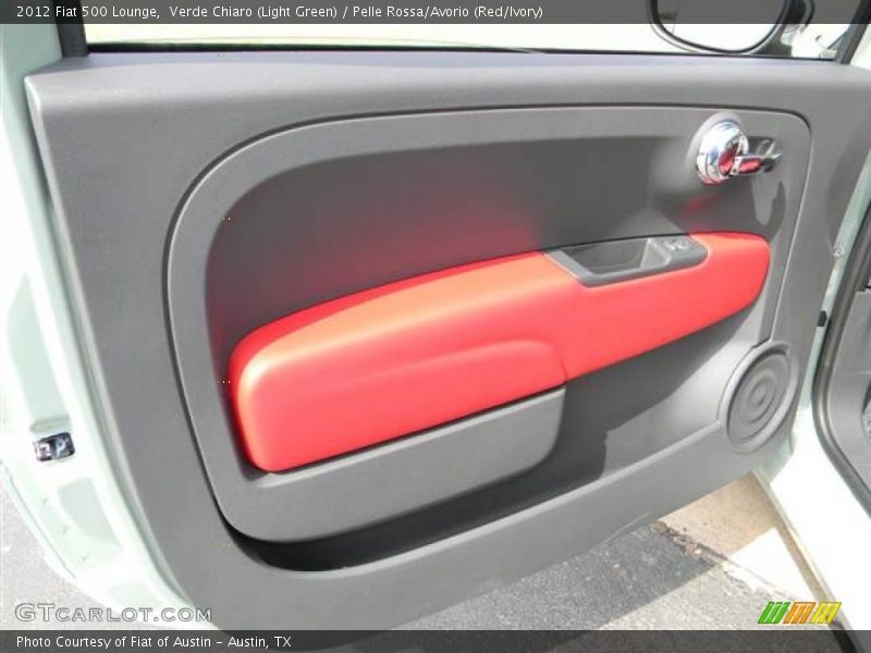 Verde Chiaro (Light Green) / Pelle Rossa/Avorio (Red/Ivory) 2012 Fiat 500 Lounge