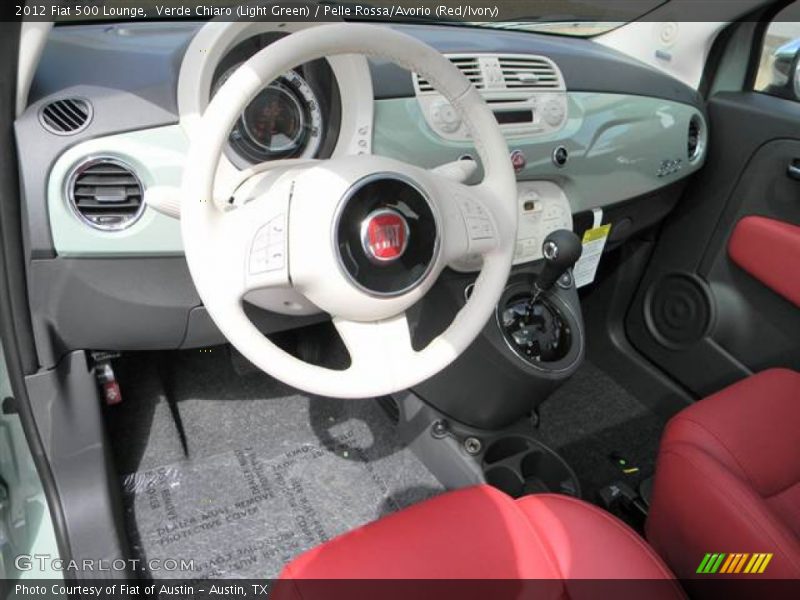 Verde Chiaro (Light Green) / Pelle Rossa/Avorio (Red/Ivory) 2012 Fiat 500 Lounge