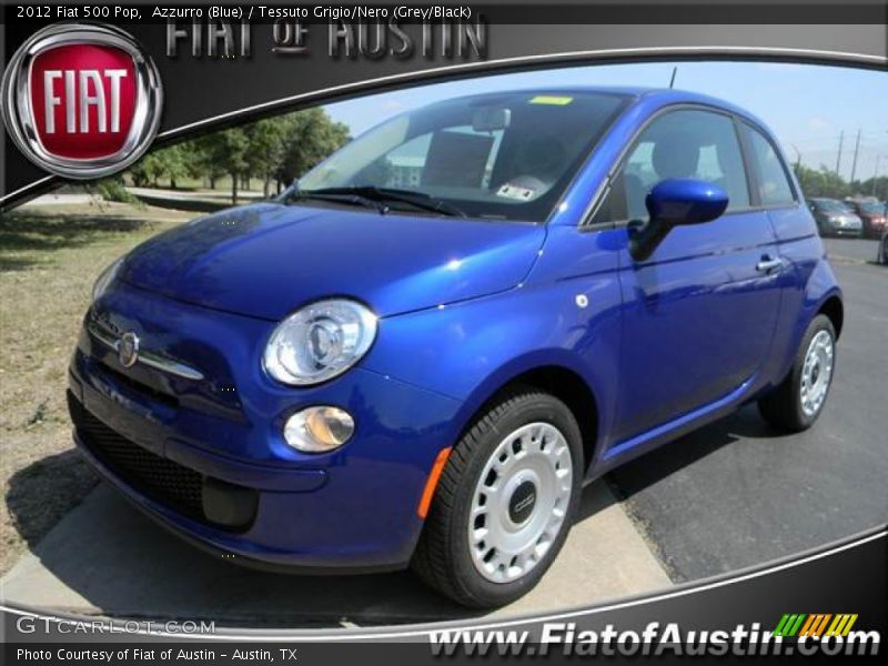 Azzurro (Blue) / Tessuto Grigio/Nero (Grey/Black) 2012 Fiat 500 Pop