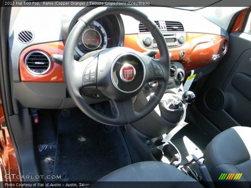 Rame (Copper Orange) / Tessuto Grigio/Nero (Grey/Black) 2012 Fiat 500 Pop
