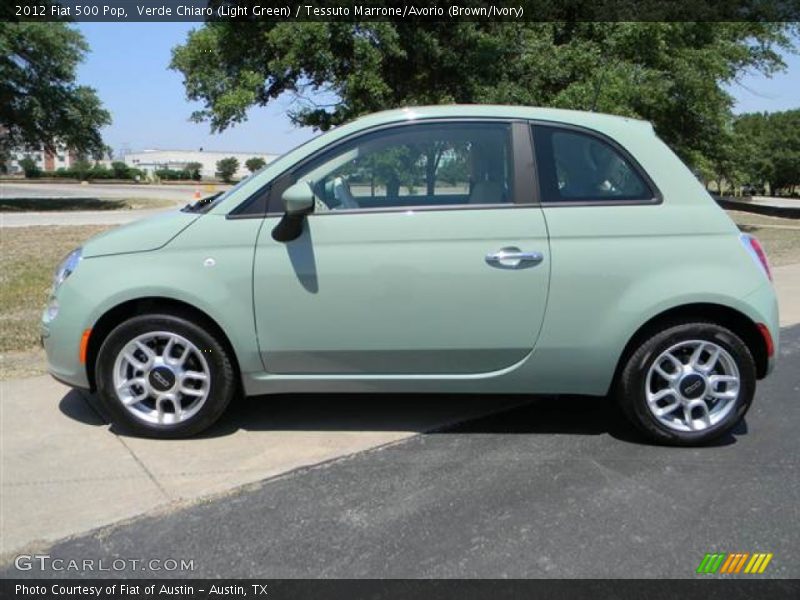 Verde Chiaro (Light Green) / Tessuto Marrone/Avorio (Brown/Ivory) 2012 Fiat 500 Pop
