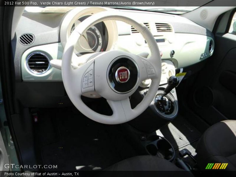 Verde Chiaro (Light Green) / Tessuto Marrone/Avorio (Brown/Ivory) 2012 Fiat 500 Pop