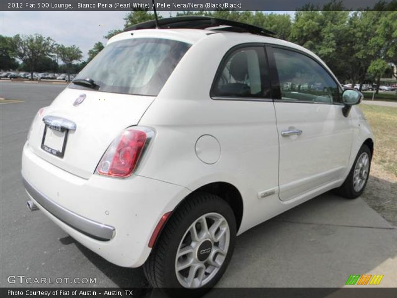 Bianco Perla (Pearl White) / Pelle Nera/Nera (Black/Black) 2012 Fiat 500 Lounge