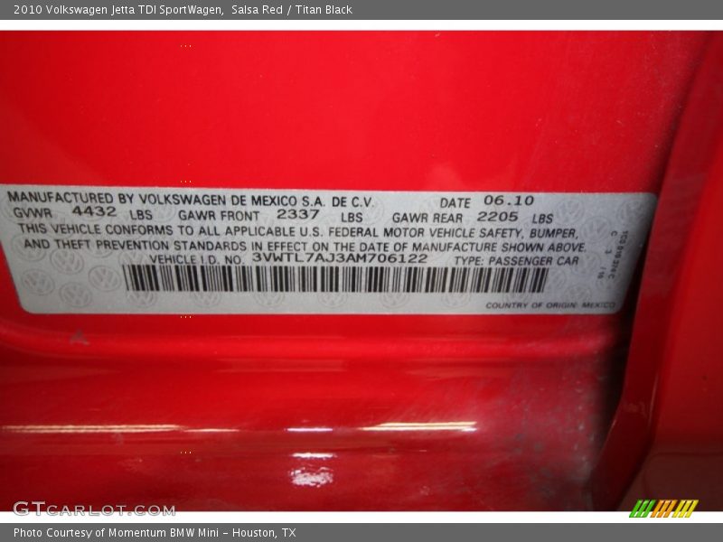 Salsa Red / Titan Black 2010 Volkswagen Jetta TDI SportWagen