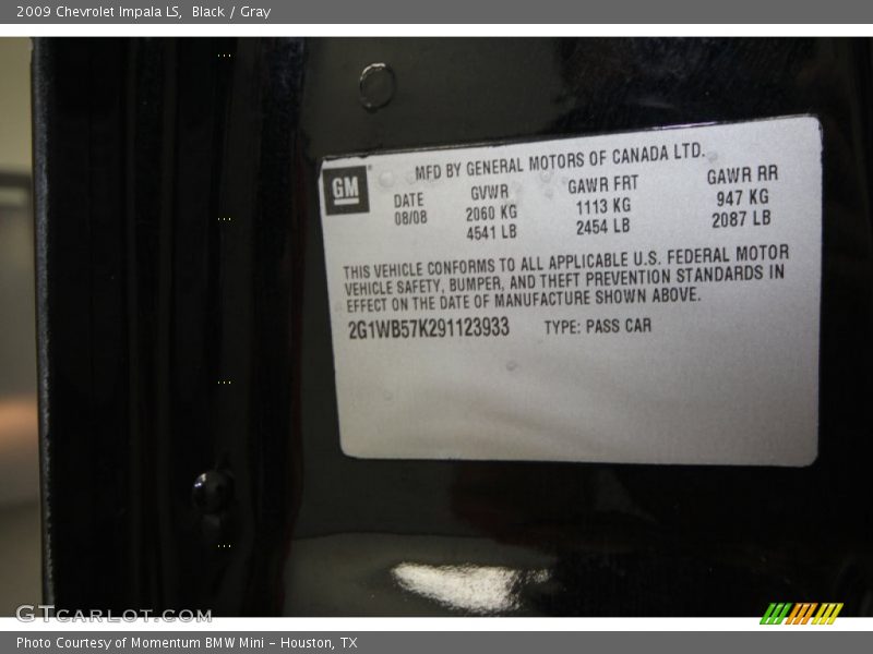 Black / Gray 2009 Chevrolet Impala LS